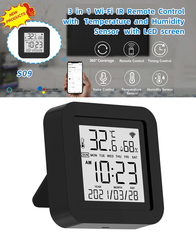 Tuya WiFi/Zigbee Smart Temperature Humidity Sensor Indoor Hygrometer APP  Remote Monitor Via Smart Life Works With Alexa Google